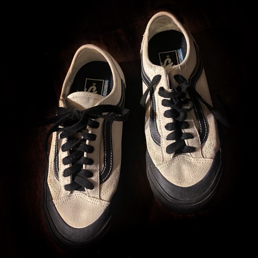 White and Black UltraCush Vans